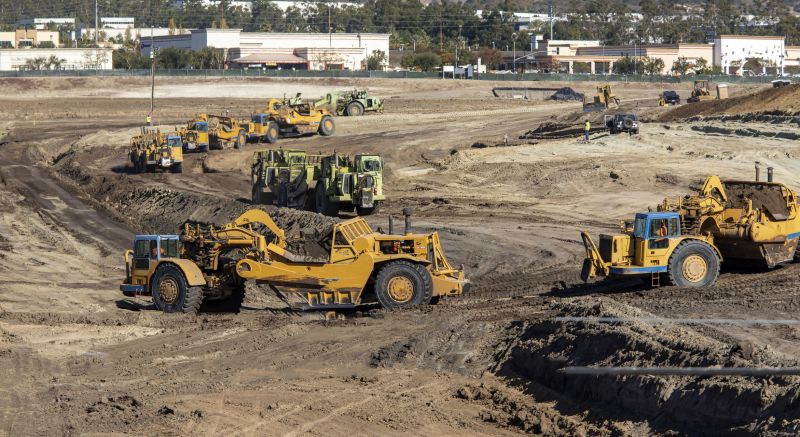 Equipment in action during grading